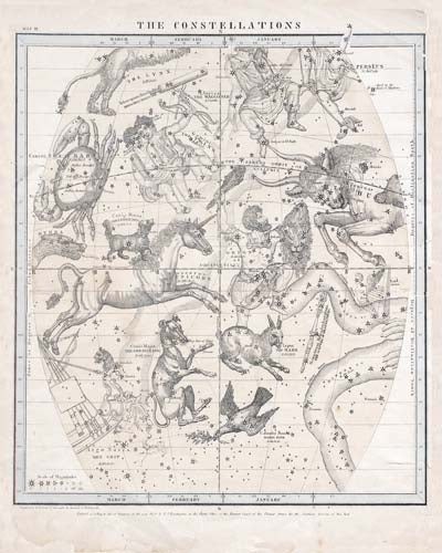 [RPCNS0-18X24LG] Constellations: January, February, March (Gold, 18x24-LANDSCAPE)